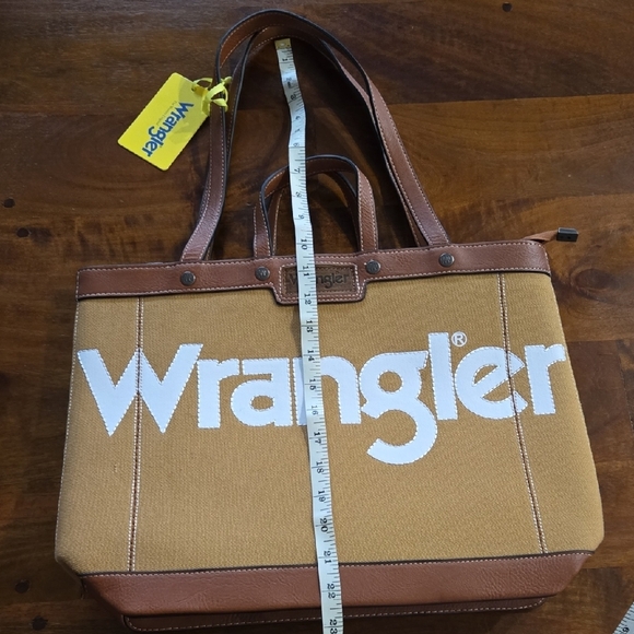 Wrangler Tan and Brown Canvas And Leather Tote Bag - Picture 8 of 17